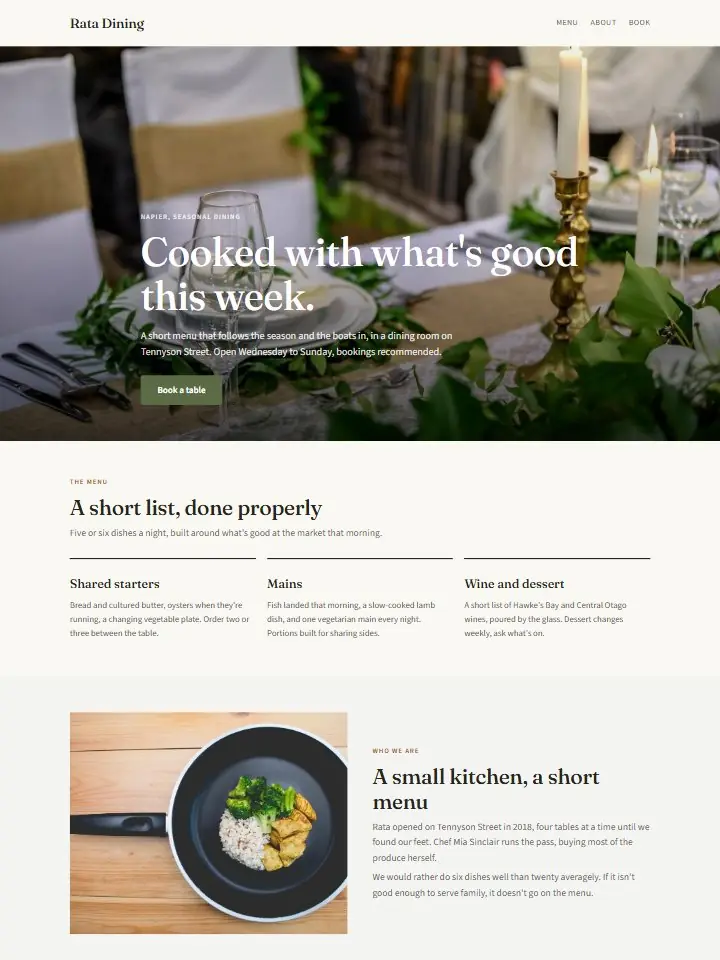 The Restaurant Kit - site preview