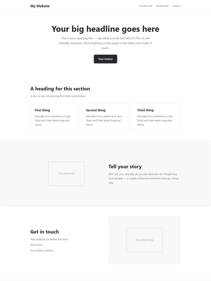 The Blank Kit, as a finished website